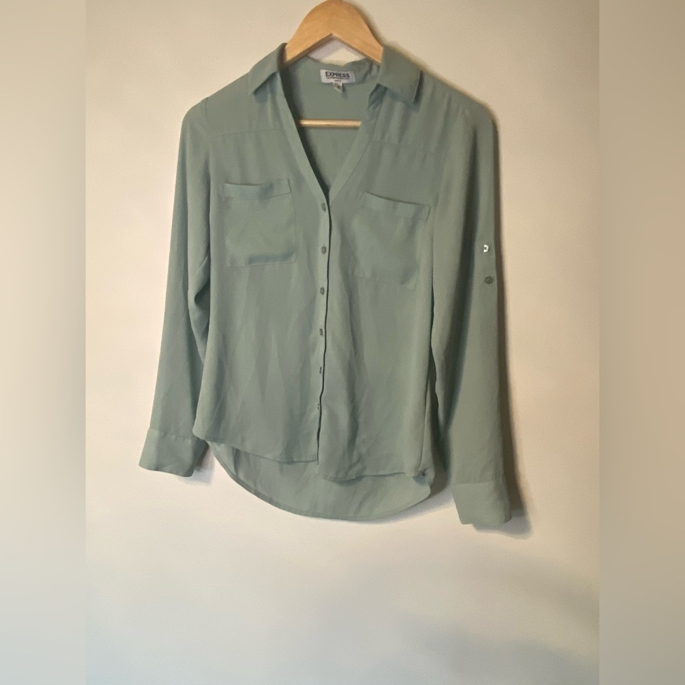 Express portofino blue/green button up shirt XS